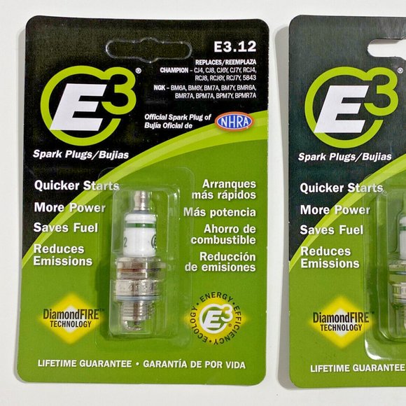 (2) E3 Spark Plugs E3.12 Small Engine Lawn & Garden Diamond Fire Technology NEW - Picture 2 of 5